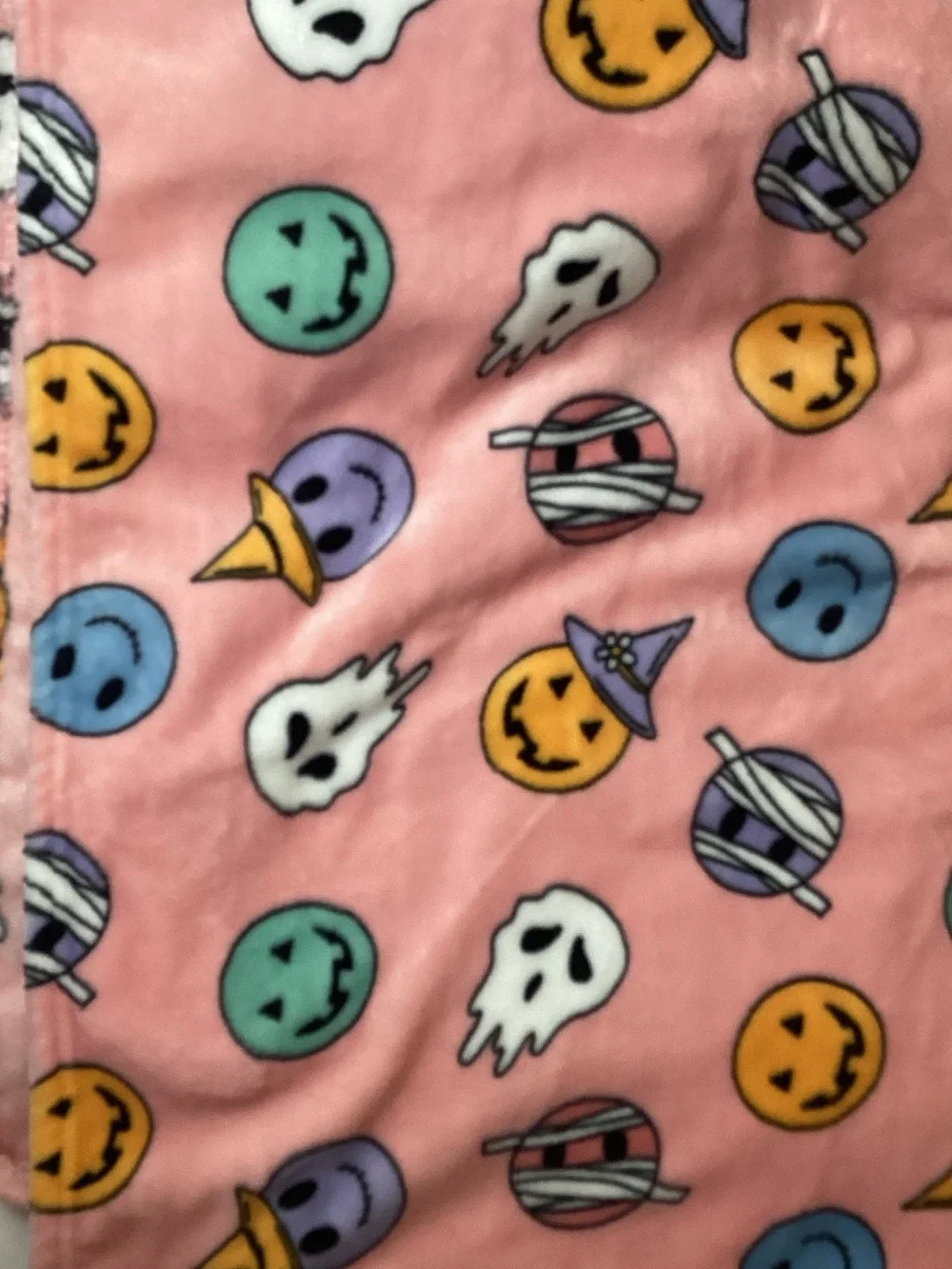 Pink Halloween Emoji Pillowcase and Throw Set